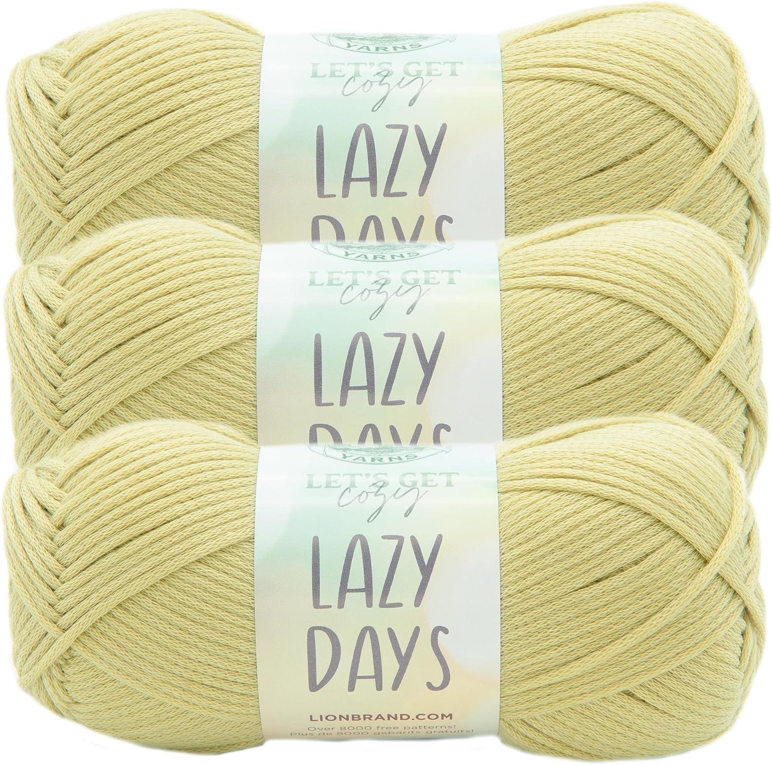 image:imageLion Brand Lazy Days Beginner Yarn for Knitting Crocheting and Crafts Clay 3 PackLichen