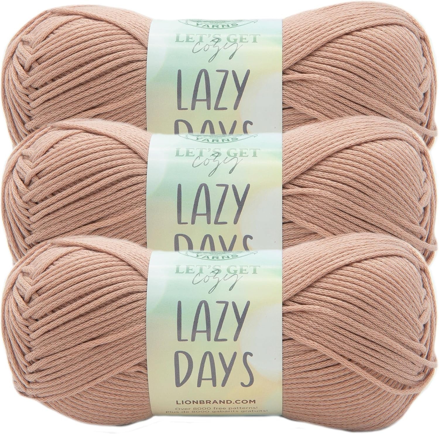 image:imageLion Brand Lazy Days Beginner Yarn for Knitting Crocheting and Crafts Clay 3 PackTaupe