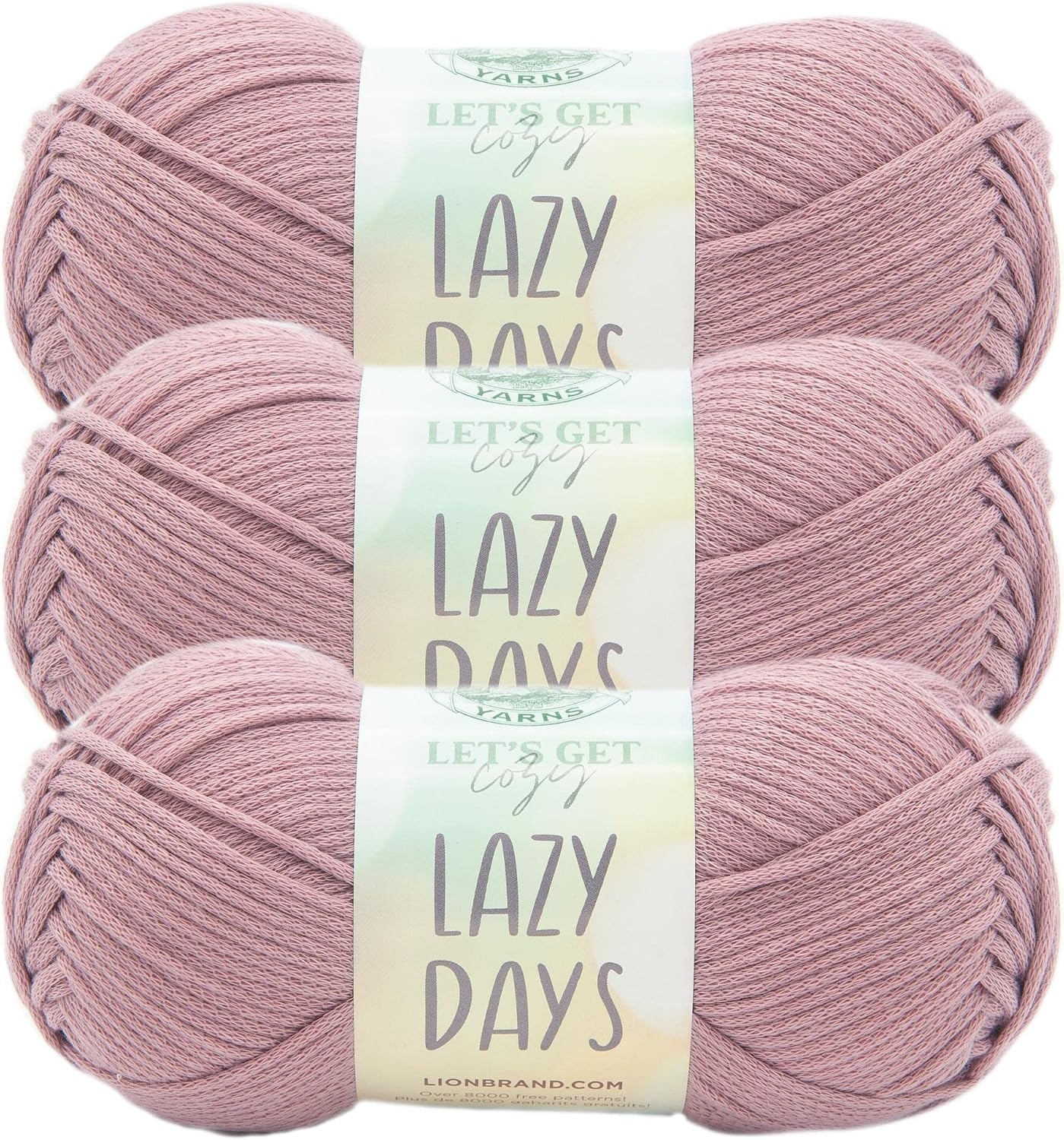 image:imageLion Brand Lazy Days Beginner Yarn for Knitting Crocheting and Crafts Clay 3 PackWoodrose