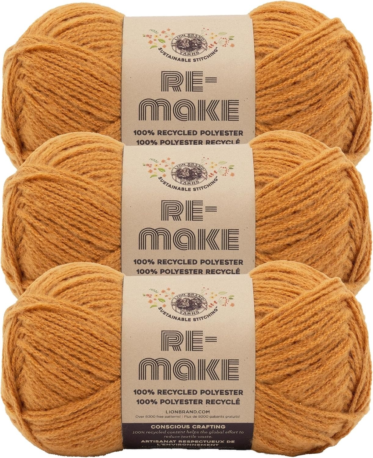 image:imageLion Brand ReMake Yarn Recycled Polyester Yarn for Knitting and Crochet Dusty Lilac 3 PackAmber