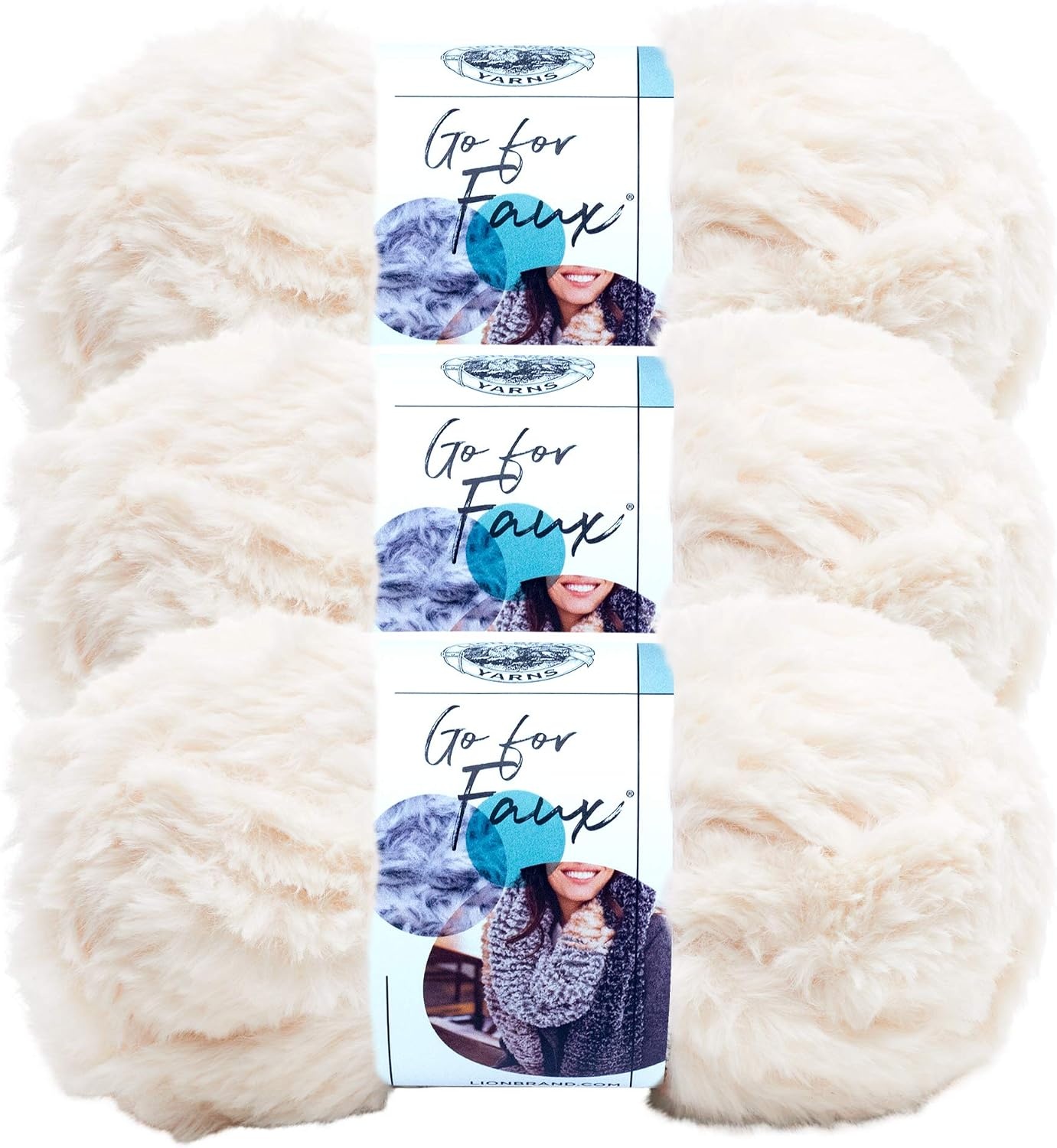image:imageLion Brand Yarn Bulky Go for Faux Bulky Yarn for Knitting amp Crocheting Baked Alaska 3 PackBaked Alaska