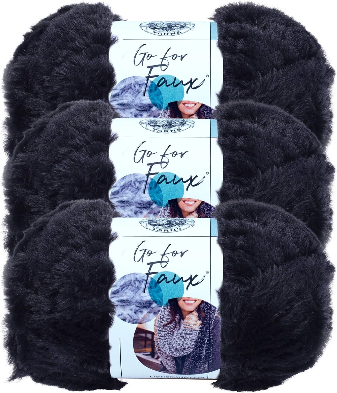 image:imageLion Brand Yarn Bulky Go for Faux Bulky Yarn for Knitting amp Crocheting Baked Alaska 3 PackBlack Panther
