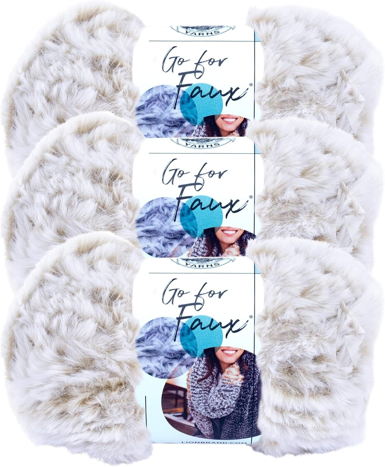 image:imageLion Brand Yarn Bulky Go for Faux Bulky Yarn for Knitting amp Crocheting Baked Alaska 3 PackBlonde Elk