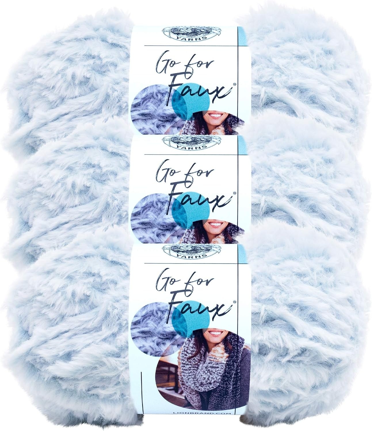 image:imageLion Brand Yarn Bulky Go for Faux Bulky Yarn for Knitting amp Crocheting Baked Alaska 3 PackBlue Bengal