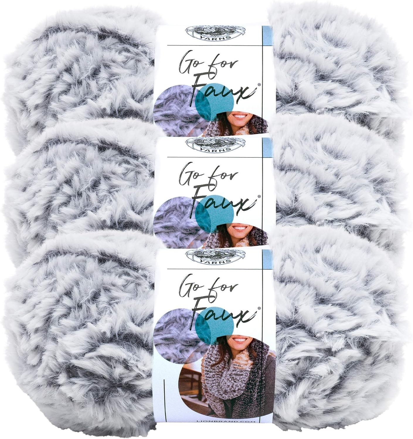 image:imageLion Brand Yarn Bulky Go for Faux Bulky Yarn for Knitting amp Crocheting Baked Alaska 3 PackChinchilla