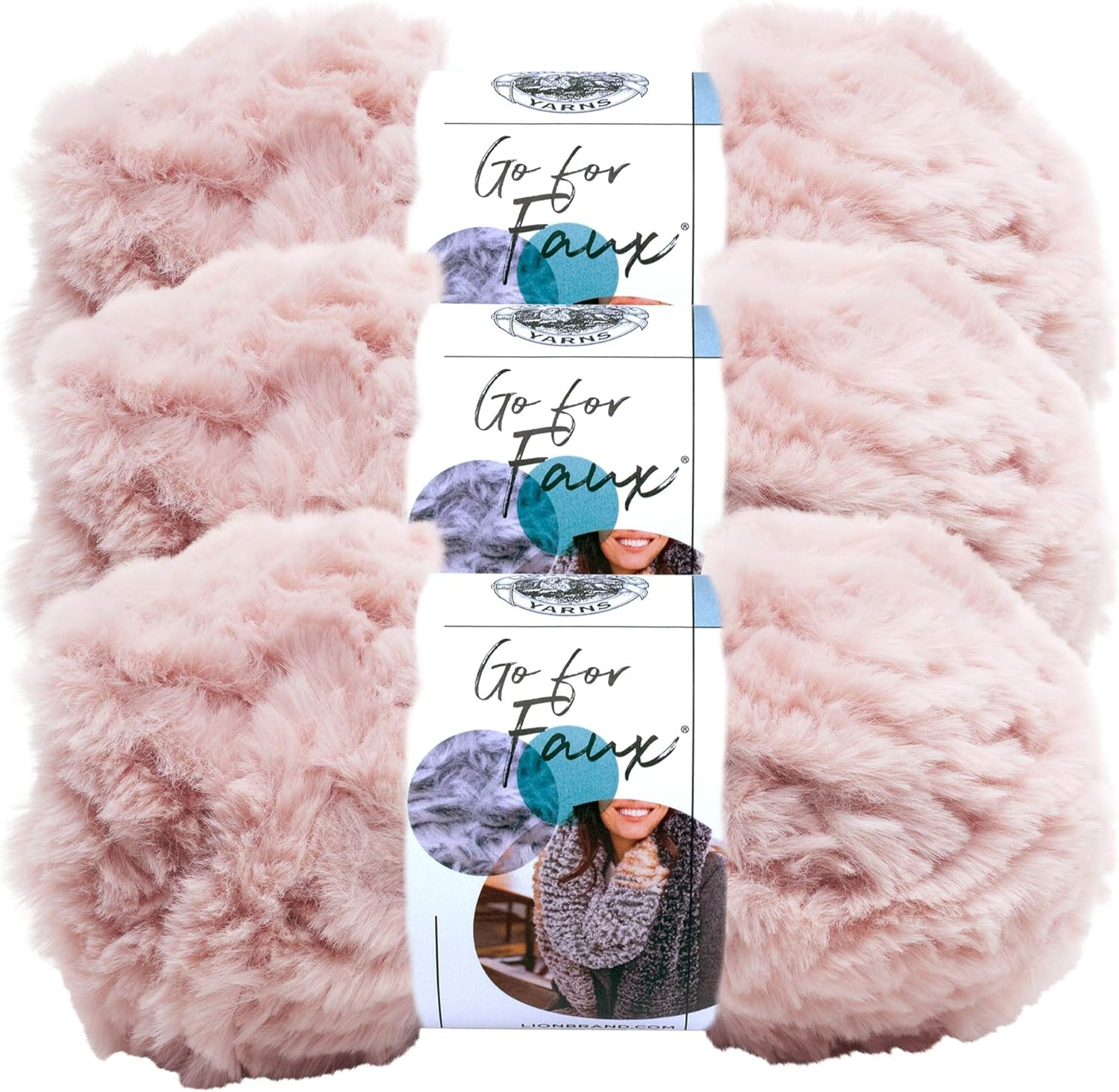 image:imageLion Brand Yarn Bulky Go for Faux Bulky Yarn for Knitting amp Crocheting Baked Alaska 3 PackPink Poodle