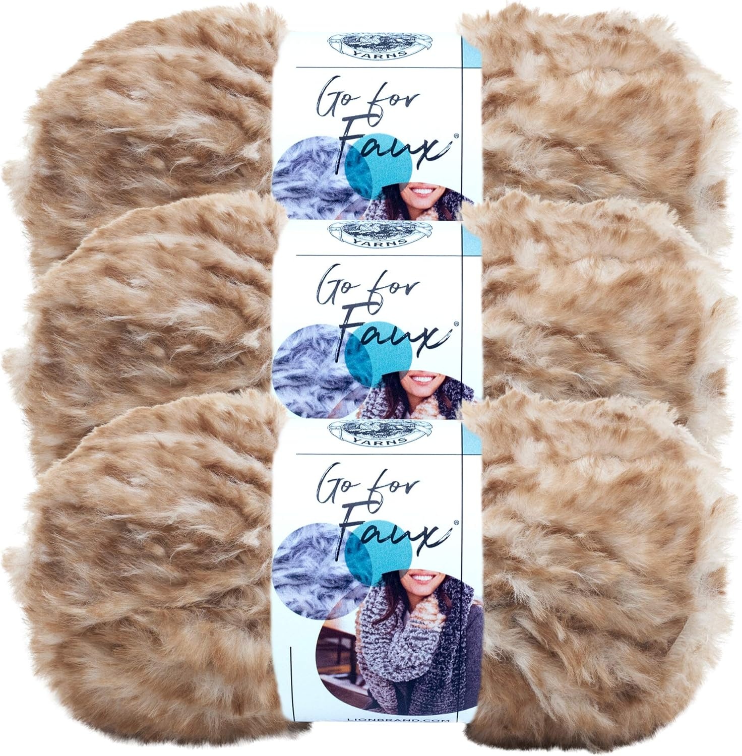 image:imageLion Brand Yarn Bulky Go for Faux Bulky Yarn for Knitting amp Crocheting Baked Alaska 3 PackPomeranian