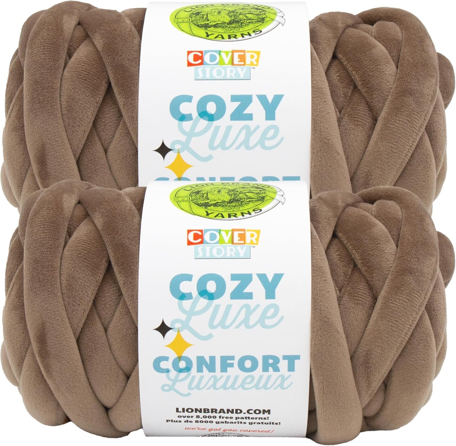 image:imageLion Brand Yarn Cover Story Cozy Luxe Blanket Yarn for Knitting and Crochet Teal 1 PackBrown