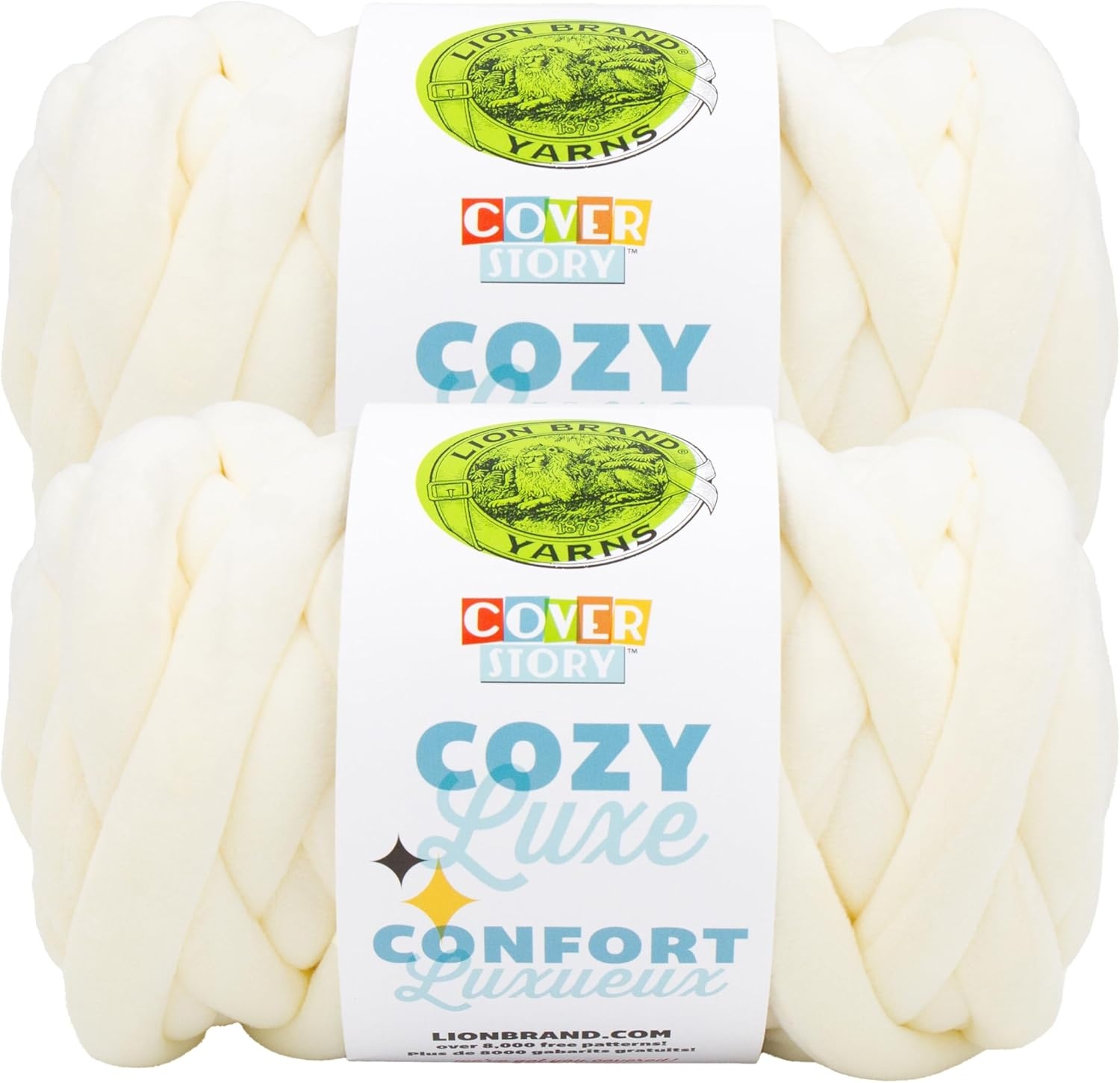 image:imageLion Brand Yarn Cover Story Cozy Luxe Blanket Yarn for Knitting and Crochet Teal 1 PackCream