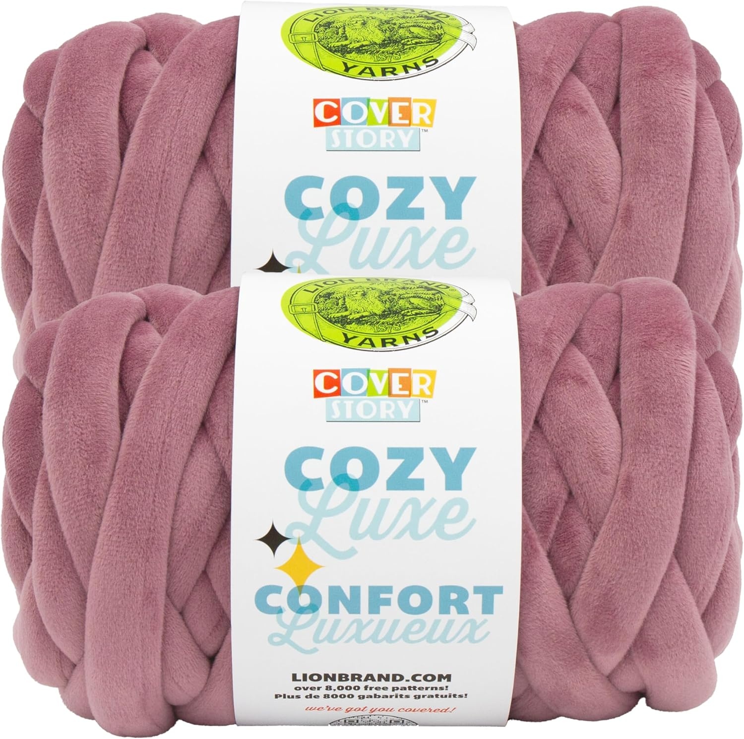 image:imageLion Brand Yarn Cover Story Cozy Luxe Blanket Yarn for Knitting and Crochet Teal 1 PackMauve