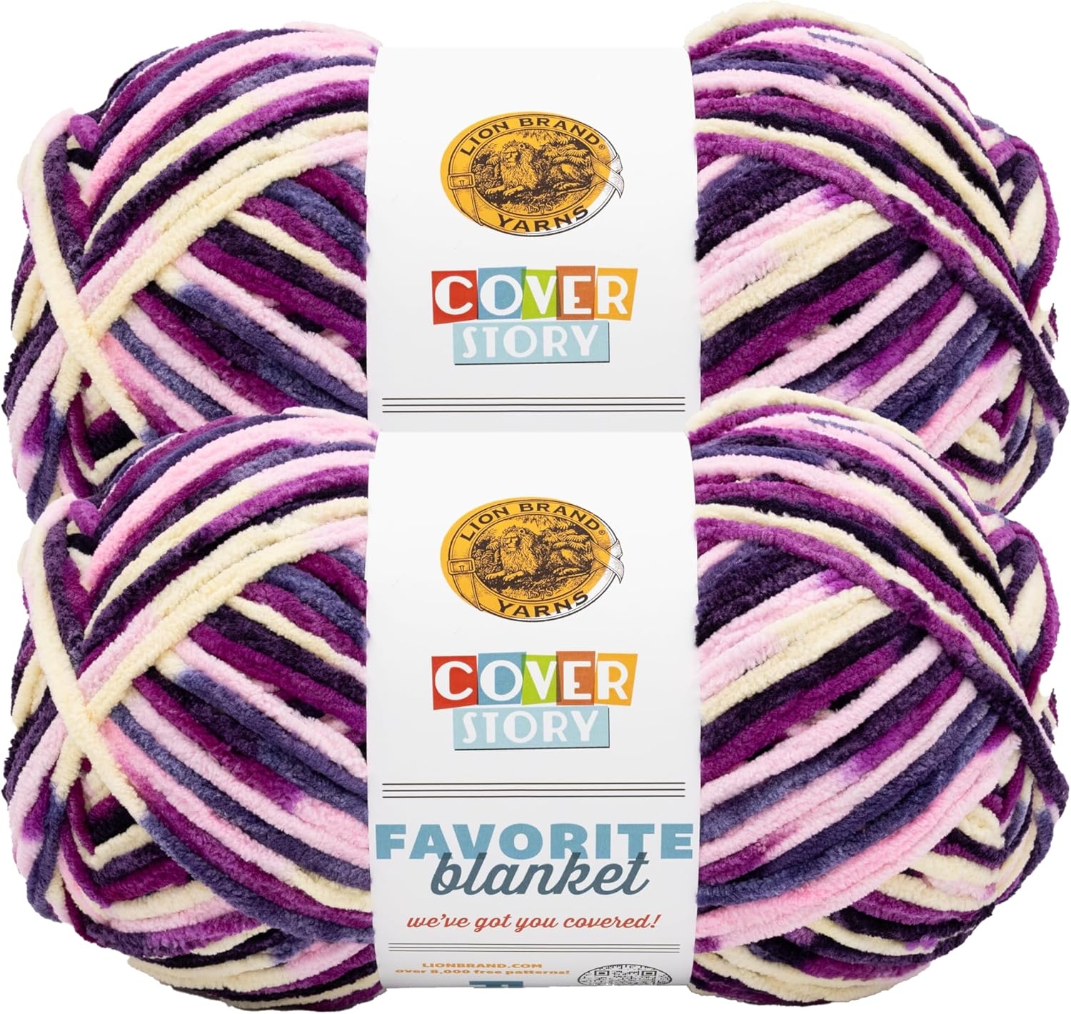 image:imageLion Brand Yarn Cover Story Favorite Blanket Yarn for Knitting and Crochet 223 Yards Lullaby 1 PackGrape Soda