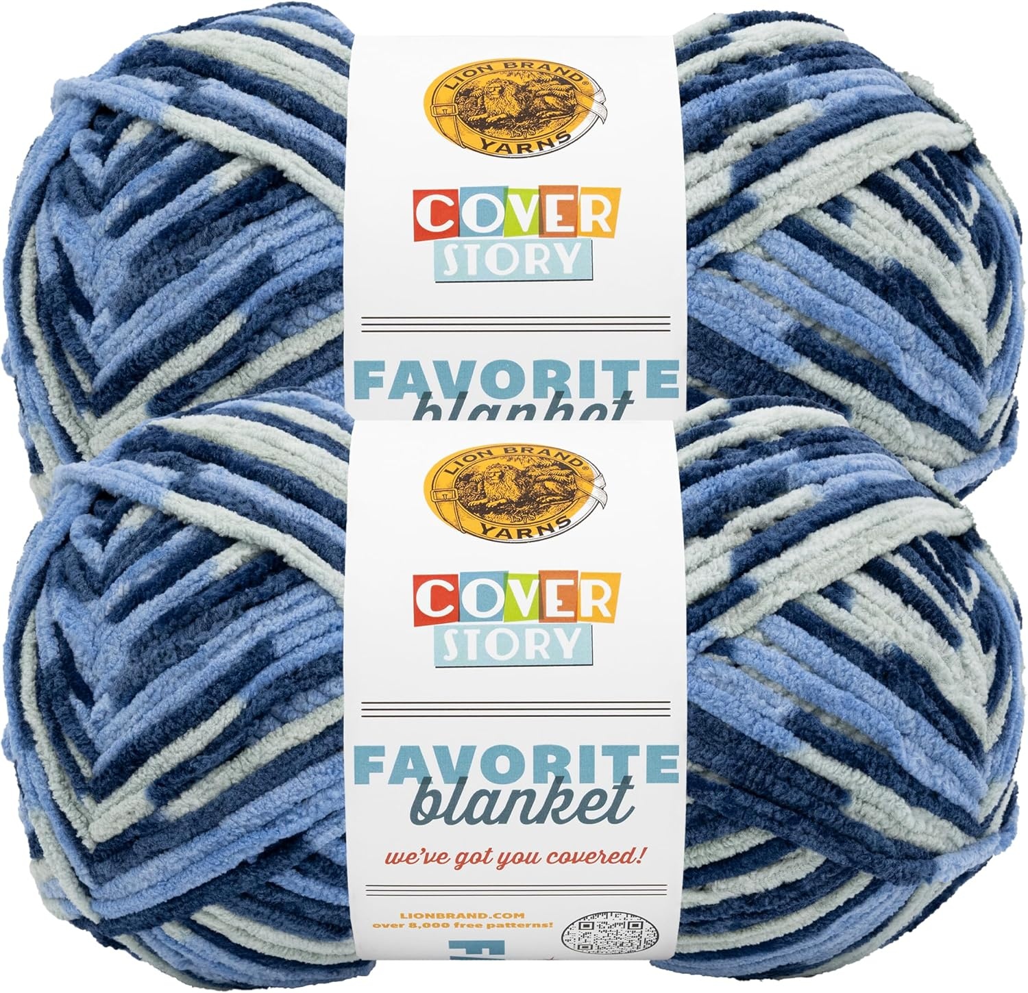image:imageLion Brand Yarn Cover Story Favorite Blanket Yarn for Knitting and Crochet 223 Yards Lullaby 1 PackIm Blue