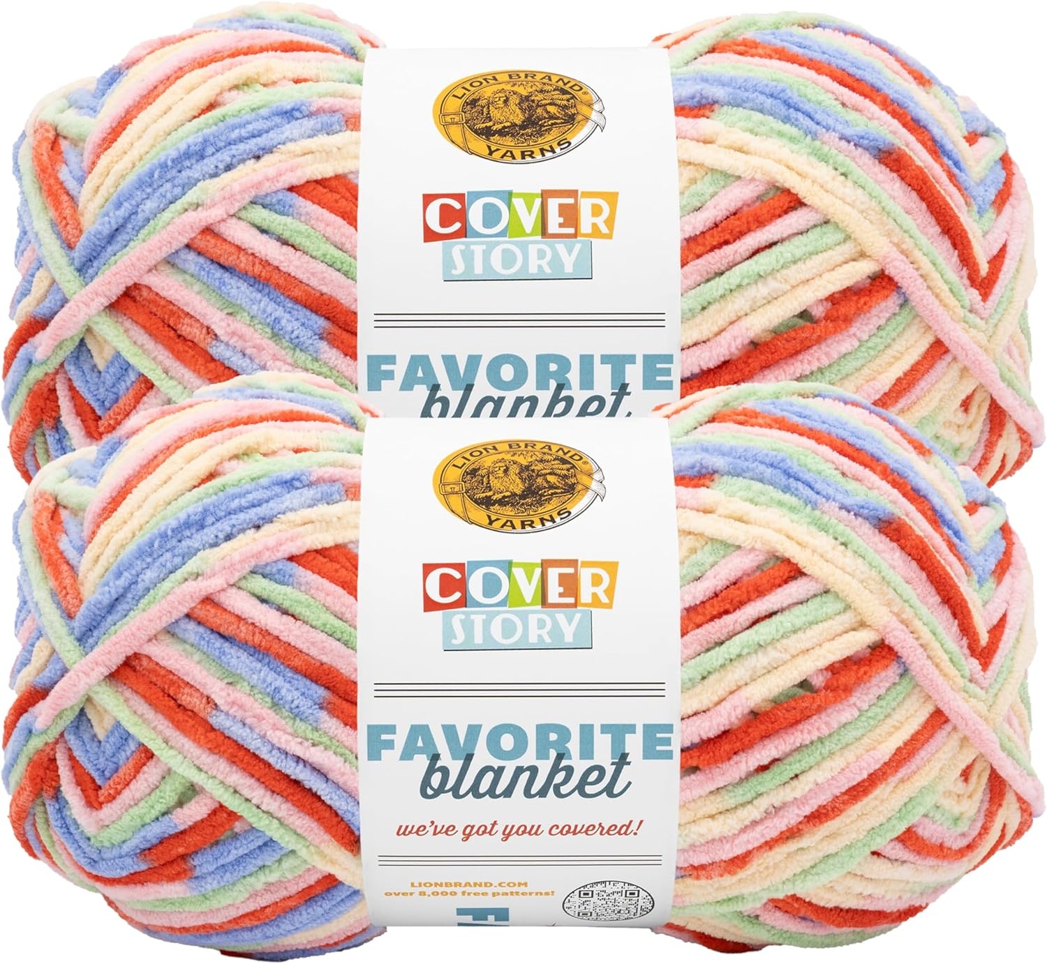 image:imageLion Brand Yarn Cover Story Favorite Blanket Yarn for Knitting and Crochet 223 Yards Lullaby 1 PackMacarons