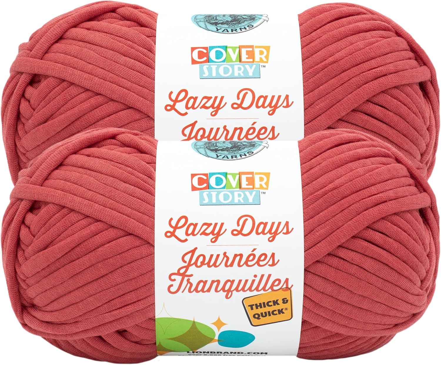 image:imageLion Brand Yarn Cover Story Lazy Days Thick amp Quick Blanket Yarn Eggplant 1 PackBrick Red