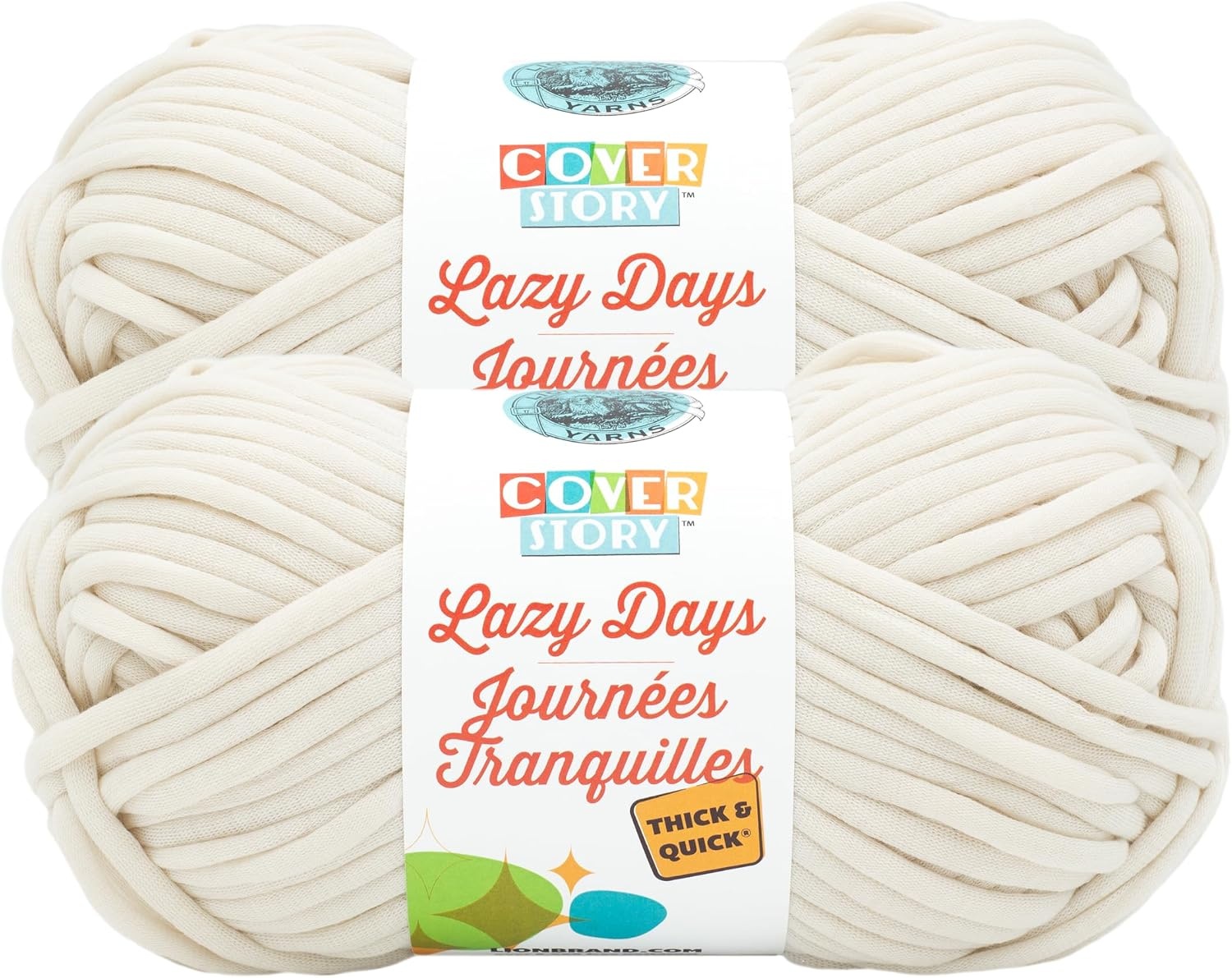 image:imageLion Brand Yarn Cover Story Lazy Days Thick amp Quick Blanket Yarn Eggplant 1 PackCream