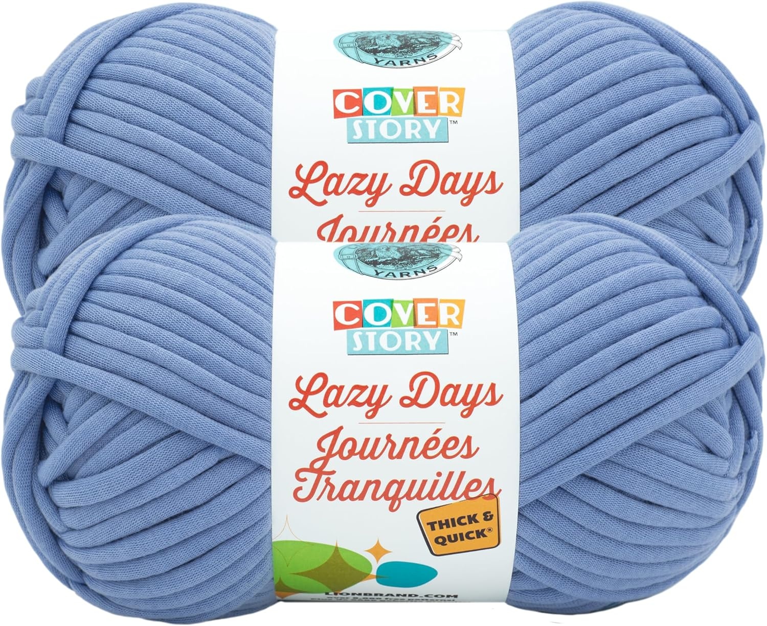 image:imageLion Brand Yarn Cover Story Lazy Days Thick amp Quick Blanket Yarn Eggplant 1 PackFaded Denim