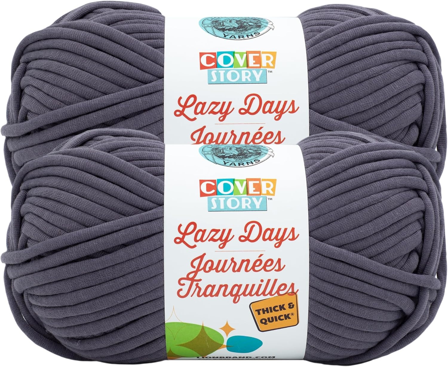 image:imageLion Brand Yarn Cover Story Lazy Days Thick amp Quick Blanket Yarn Eggplant 1 PackPewter