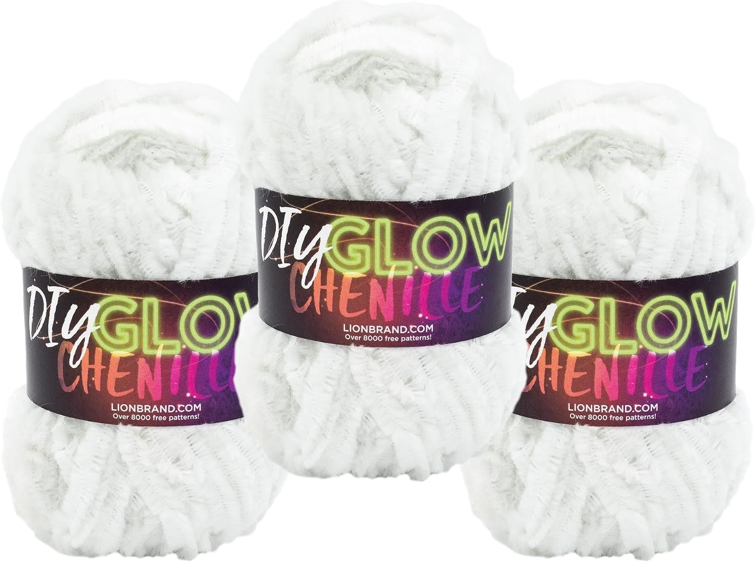 image:imageLion Brand Yarn DIY Glow Chenille Bulky Yarn Pearl 3 PackPearl