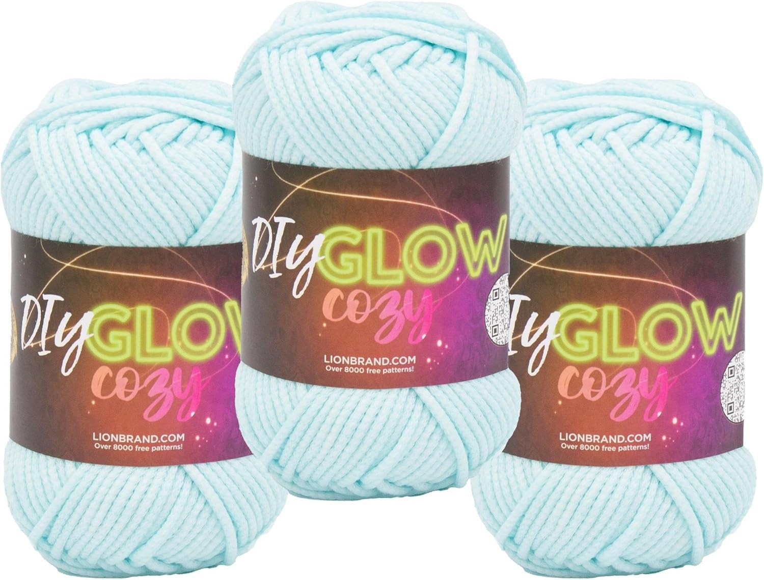 image:imageLion Brand Yarn DIY Glow Cozy Glow in the Dark Yarn Lilac 3 PackAqua