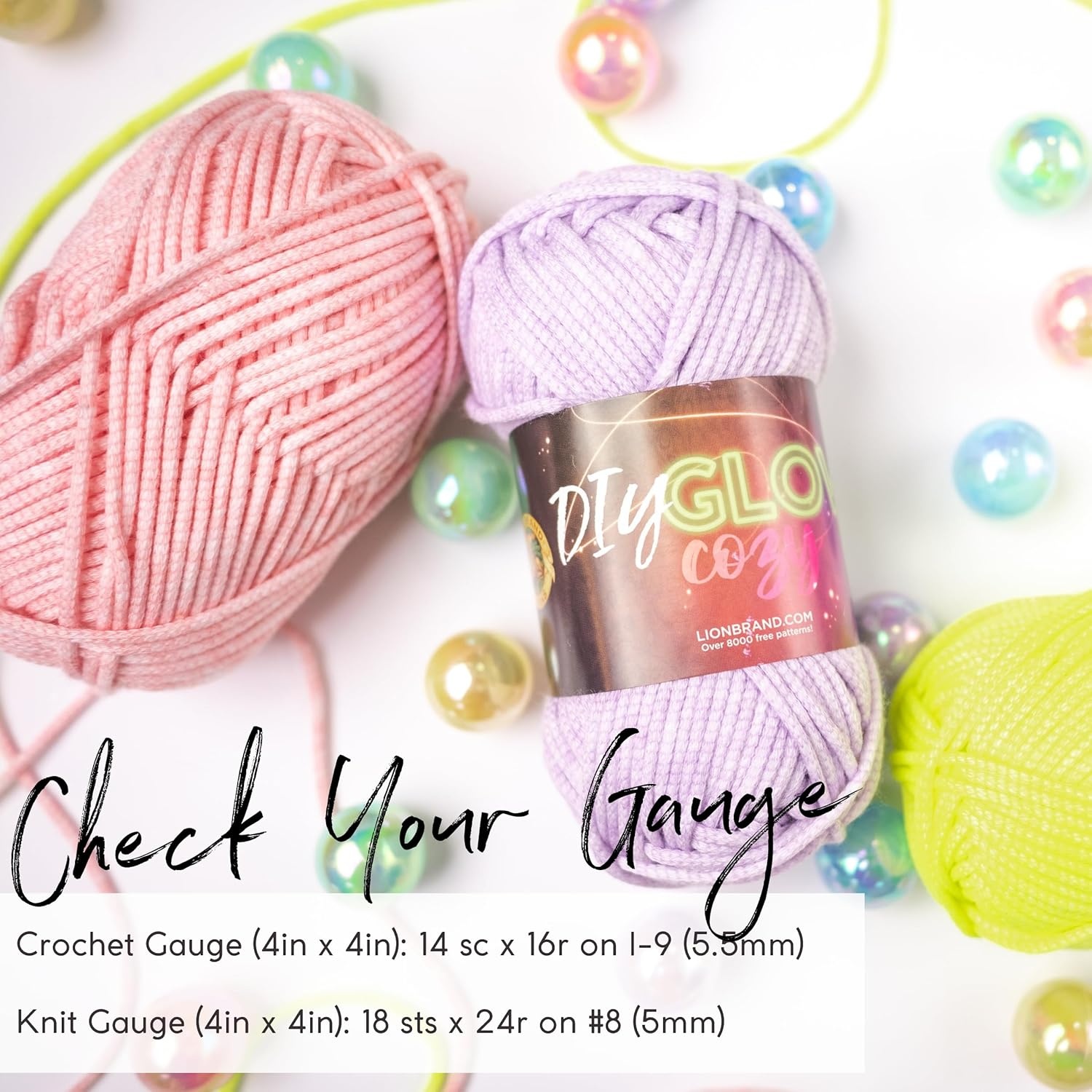 image:imageLion Brand Yarn DIY Glow Cozy Glow in the Dark Yarn Lilac 3 PackWhite