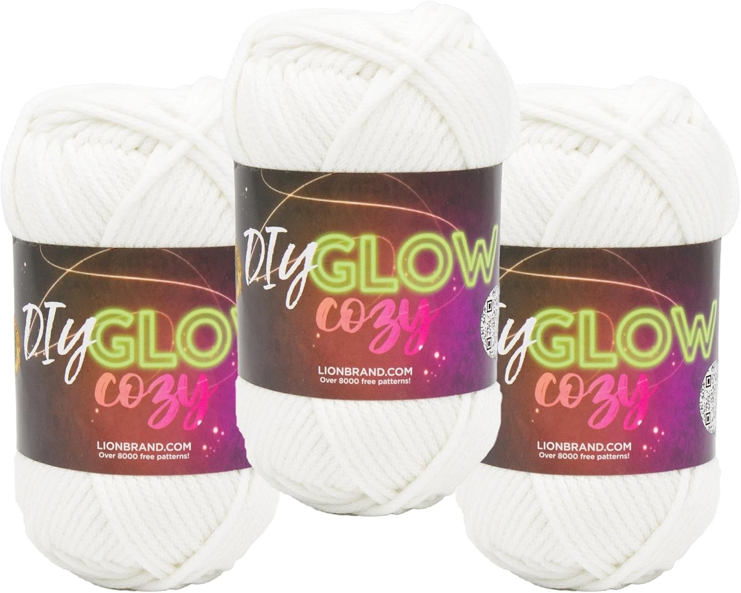 image:imageLion Brand Yarn DIY Glow Cozy Glow in the Dark Yarn Lilac 3 PackWhite