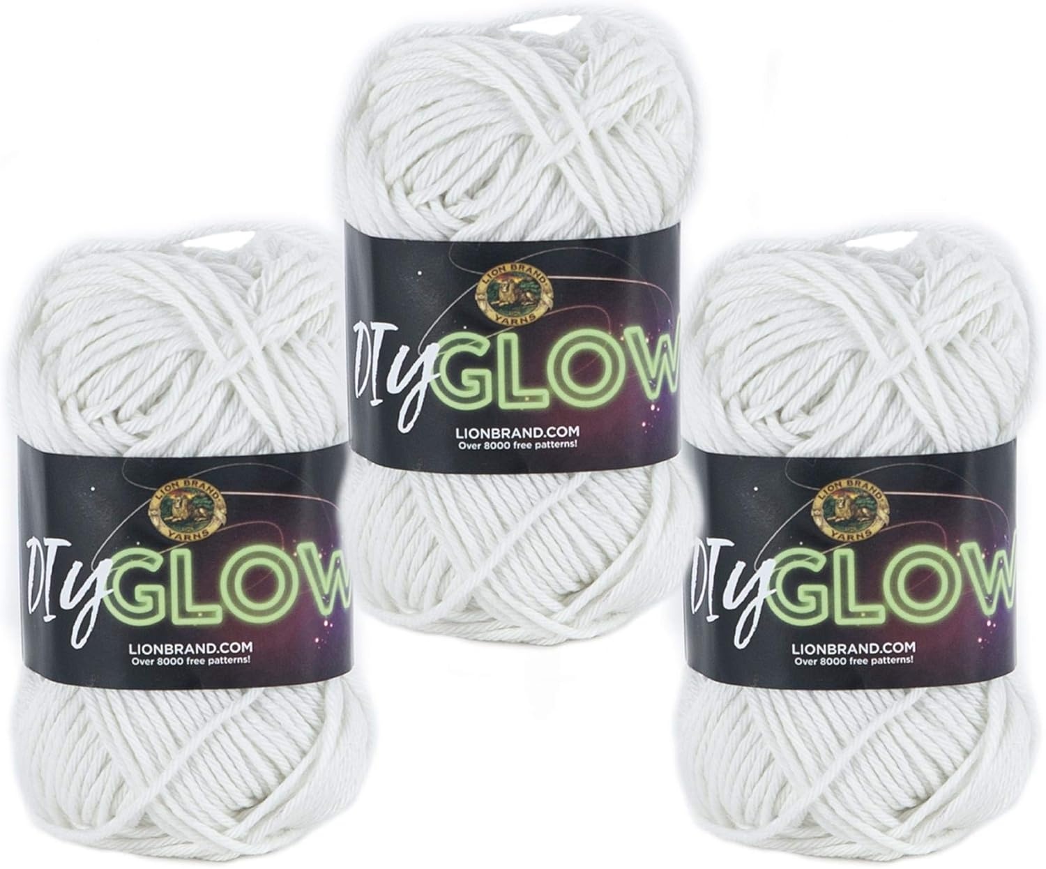 image:imageLion Brand Yarn DIY Glow Yarn for Knitting Crochet and Crafts Natural 3 Pack Glow in the Dark Novelty WorstedWeight Fiber for Costumes Trim and CosplayNatural