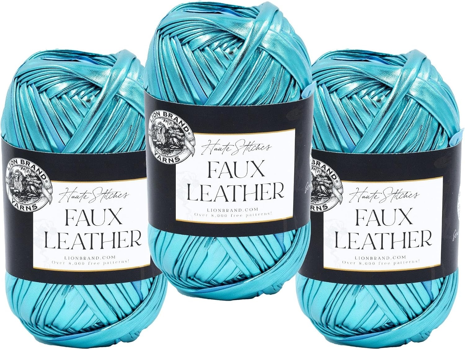 image:imageLion Brand Yarn Faux Leather Fashion Yarn for Knitting and Crochet Bronze 1 PackCaribbean Blue