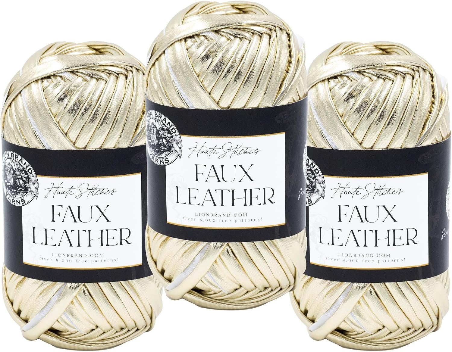 image:imageLion Brand Yarn Faux Leather Fashion Yarn for Knitting and Crochet Bronze 1 PackGold
