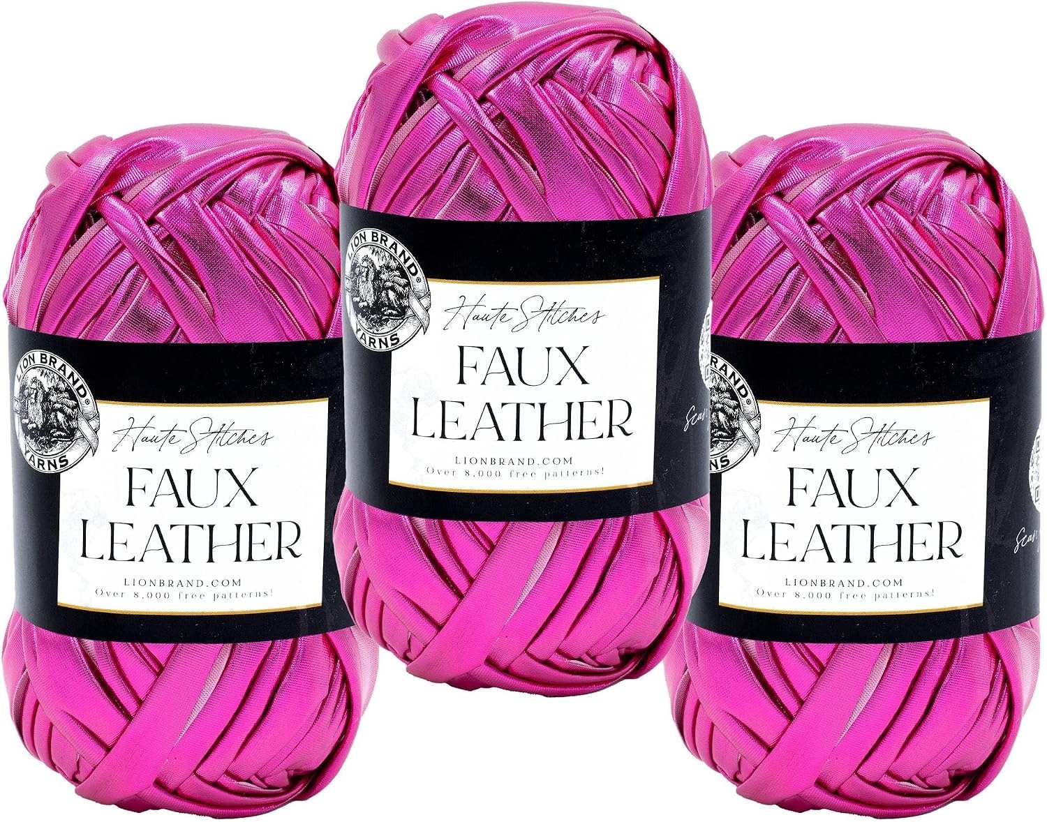 image:imageLion Brand Yarn Faux Leather Fashion Yarn for Knitting and Crochet Bronze 1 PackHot Pink