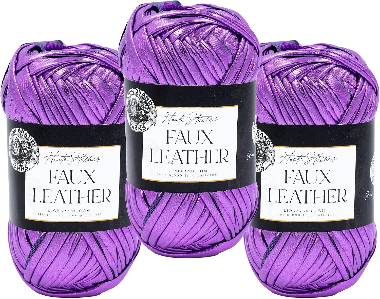 image:imageLion Brand Yarn Faux Leather Fashion Yarn for Knitting and Crochet Bronze 1 PackPurple Rain