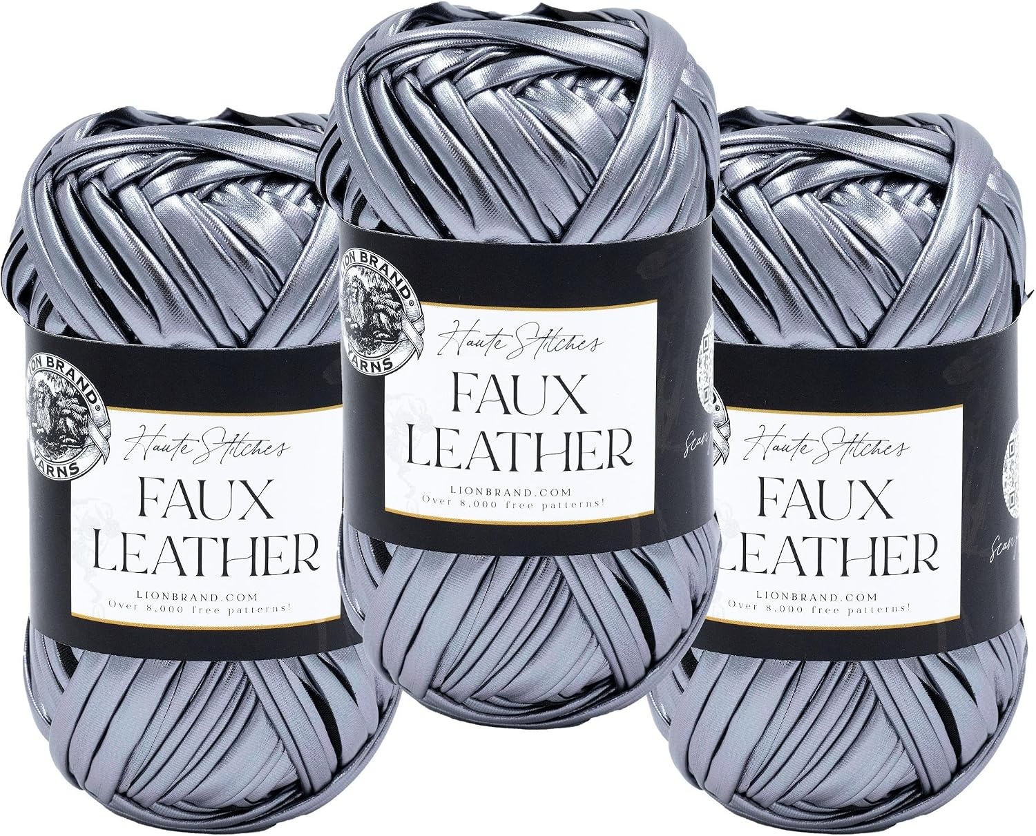 image:imageLion Brand Yarn Faux Leather Fashion Yarn for Knitting and Crochet Bronze 1 PackSilver Fox