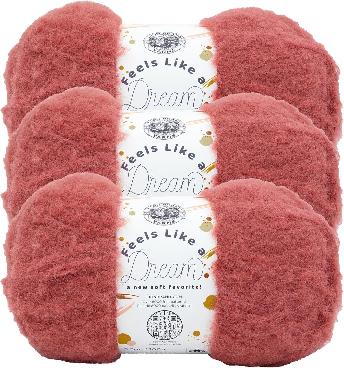 image:imageLion Brand Yarn Feels Like A Dream Soft Yarn for Knitting and Crochet Sunflower 3 PackCinnabar