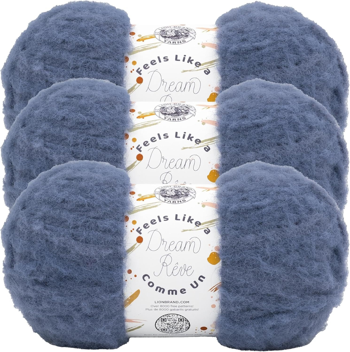 image:imageLion Brand Yarn Feels Like A Dream Soft Yarn for Knitting and Crochet Sunflower 3 PackDusty Blue