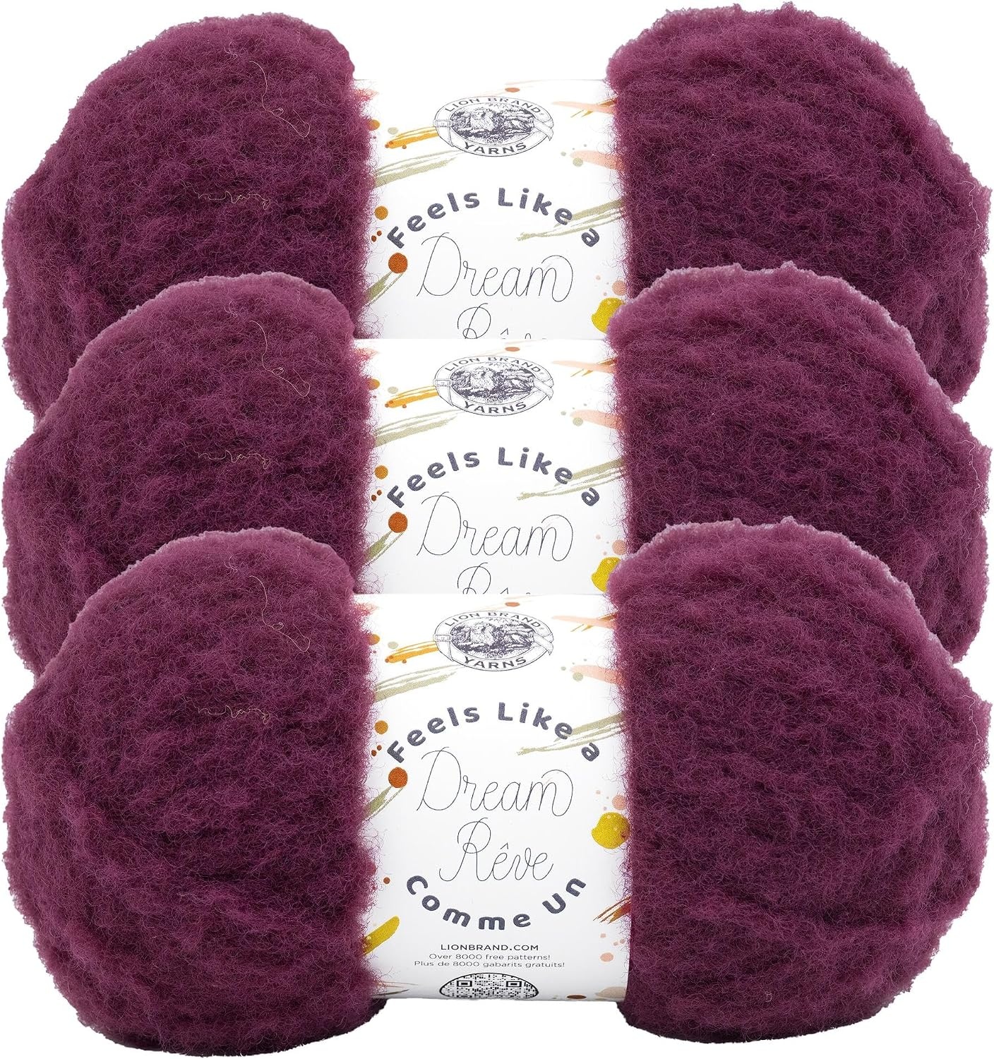 image:imageLion Brand Yarn Feels Like A Dream Soft Yarn for Knitting and Crochet Sunflower 3 PackEggplant