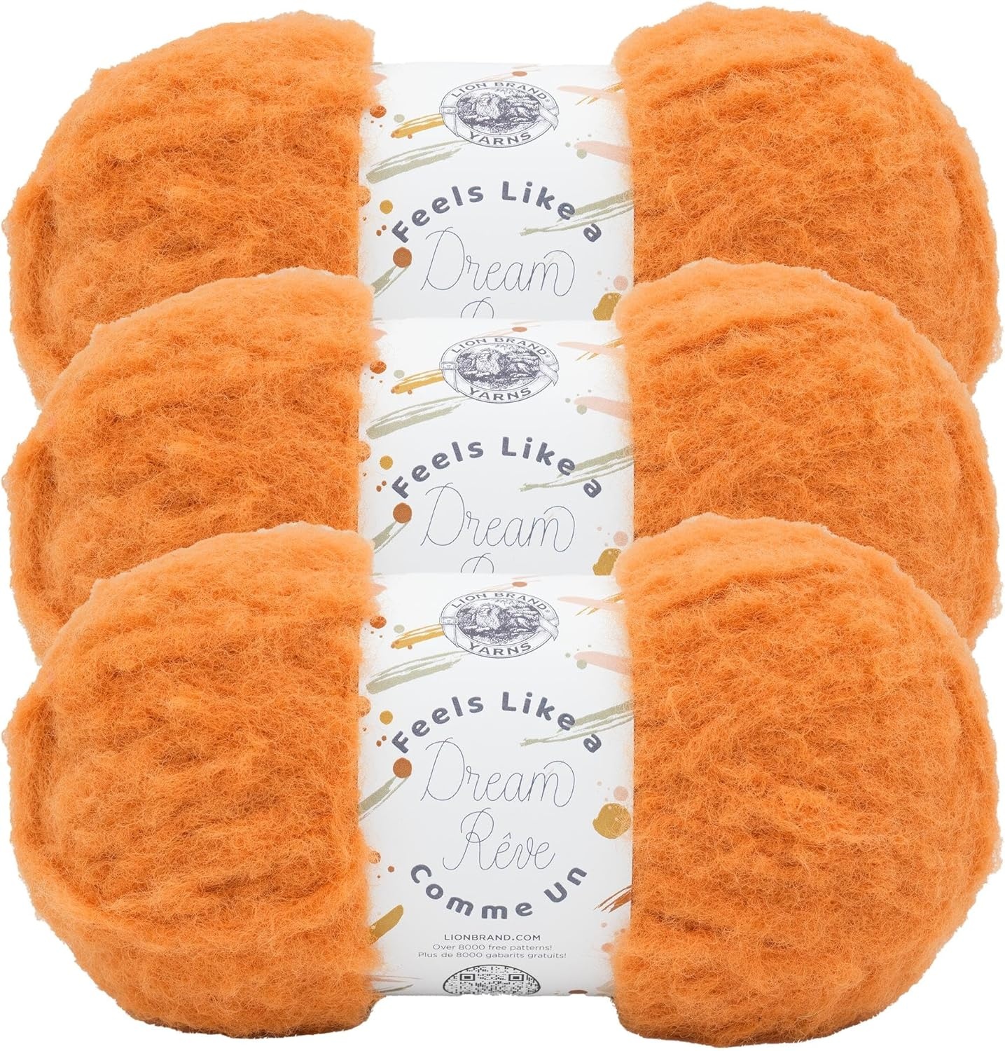image:imageLion Brand Yarn Feels Like A Dream Soft Yarn for Knitting and Crochet Sunflower 3 PackOrange Zest