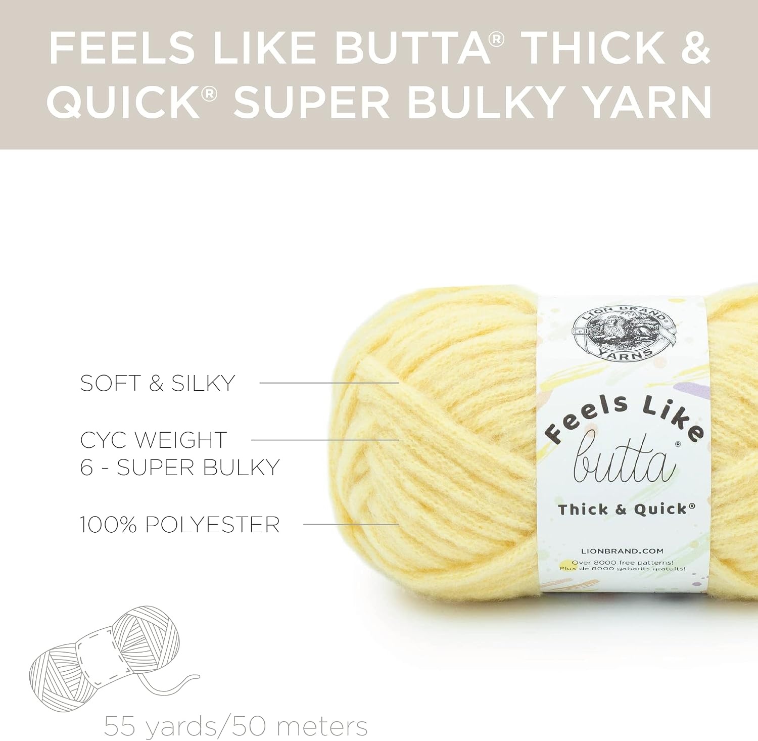 image:imageLion Brand Yarn Feels Like Butta Thick amp Quick Super Bulky Yarn for Knitting 1 Pack Buttered Popcorn