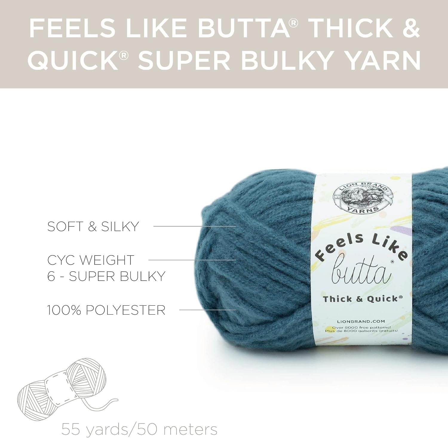 image:imageLion Brand Yarn Feels Like Butta Thick amp Quick Super Bulky Yarn for Knitting 1 Pack OliveOrion Blue