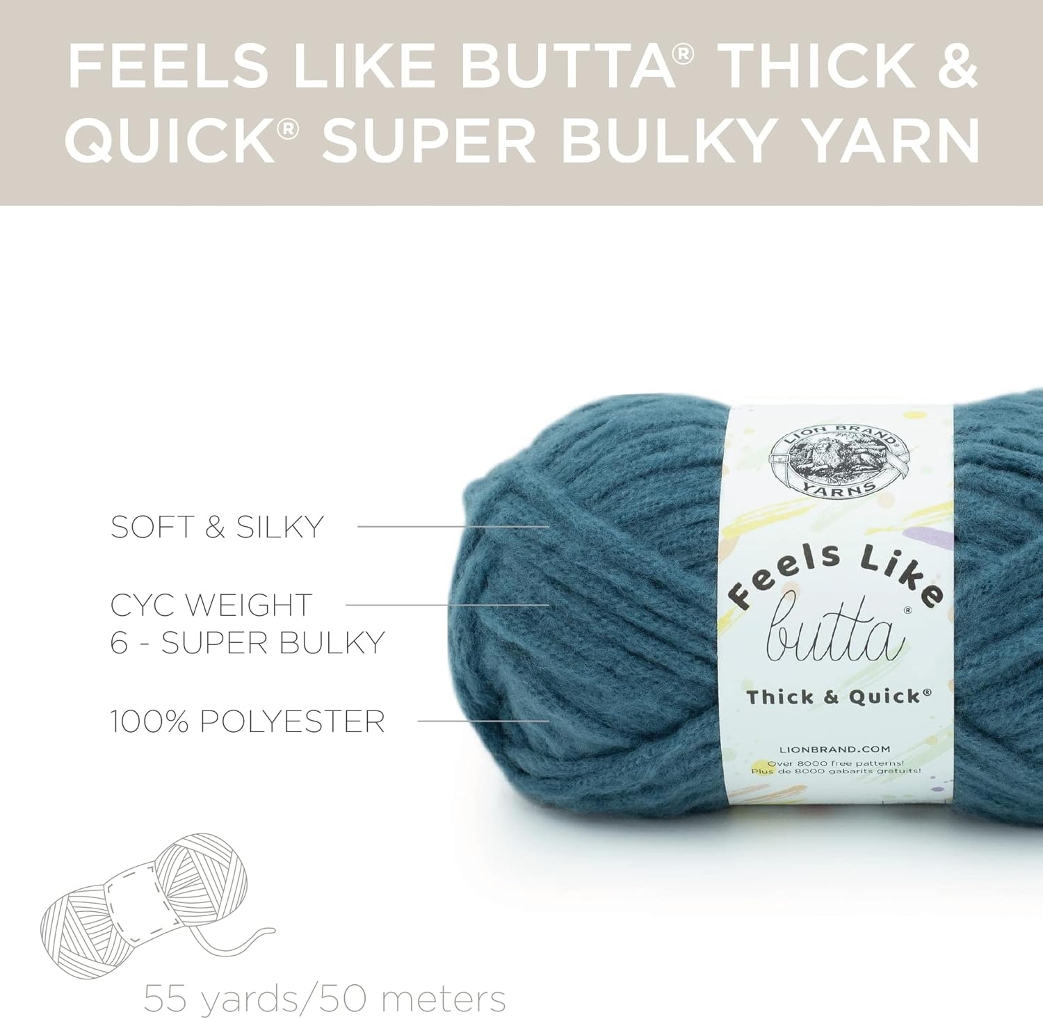 image:imageLion Brand Yarn Feels Like Butta Thick amp Quick Super Bulky Yarn for Knitting 1 Pack OliveOrion Blue