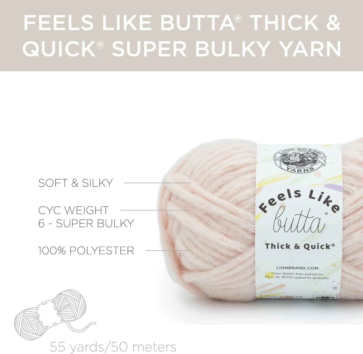 image:imageLion Brand Yarn Feels Like Butta Thick amp Quick Super Bulky Yarn for Knitting 1 Pack OlivePeach Blush