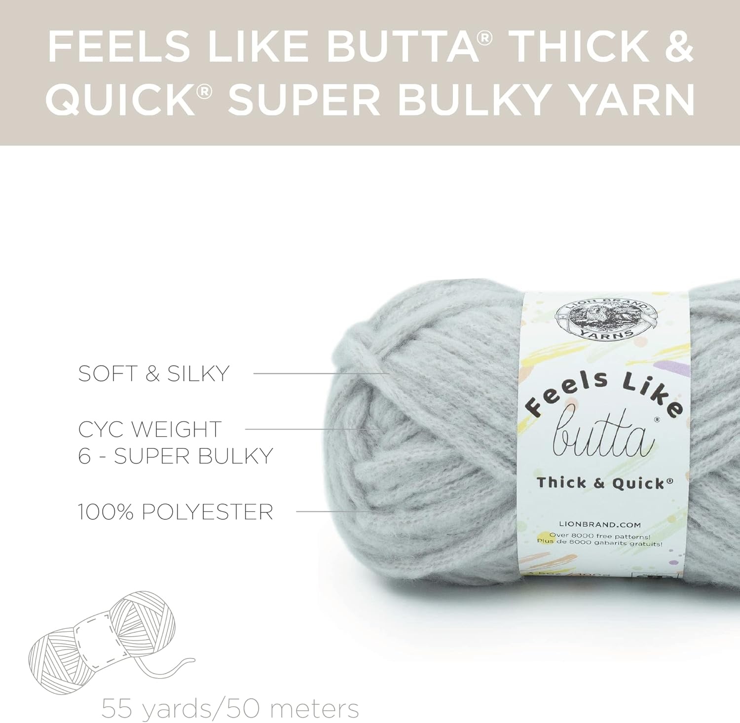image:imageLion Brand Yarn Feels Like Butta Thick amp Quick Super Bulky Yarn for Knitting 1 Pack OliveQuiet Grey