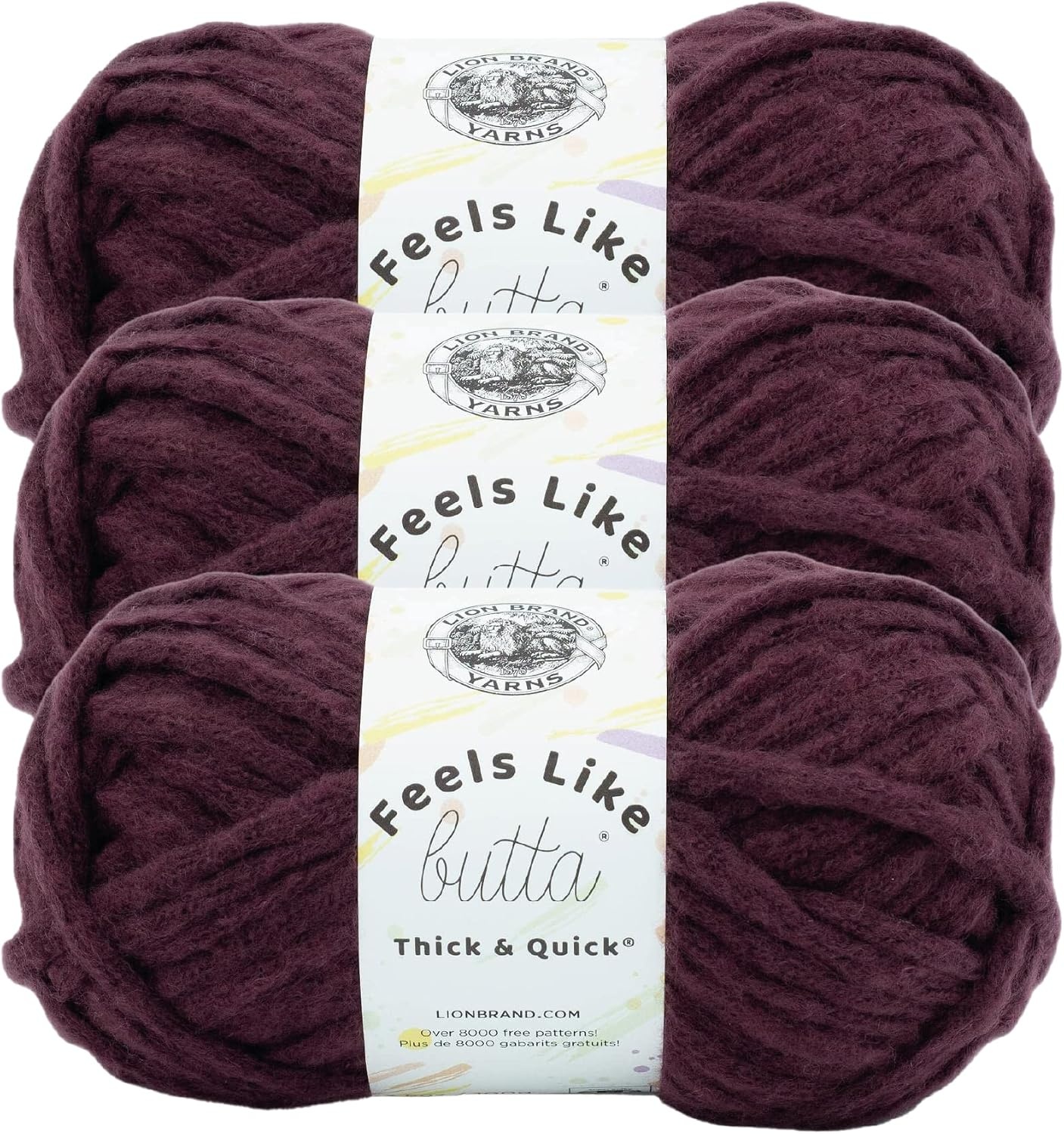 image:imageLion Brand Yarn Feels Like Butta Thick amp Quick Super Bulky Yarn for Knitting 1 Pack OliveVineyard Wine