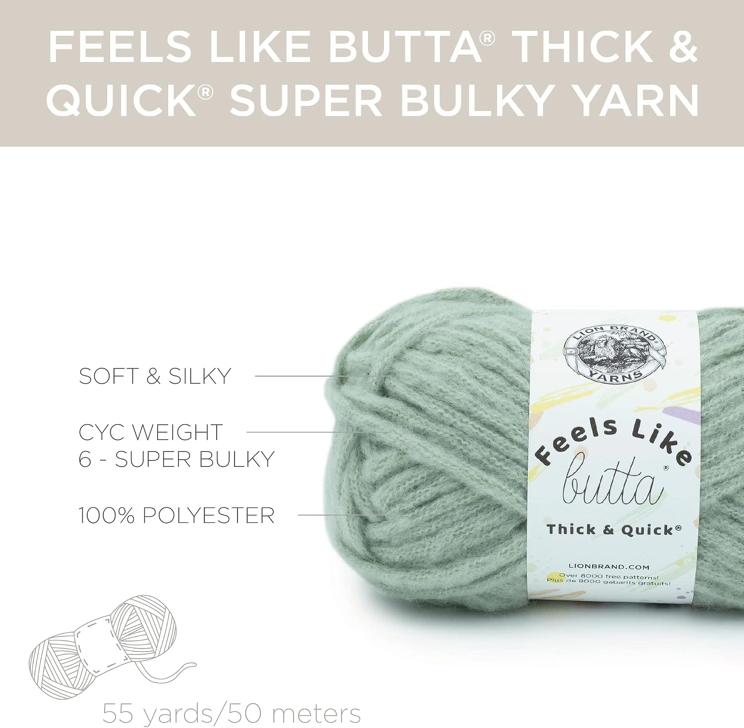 image:imageLion Brand Yarn Feels Like Butta Thick amp Quick Super Bulky Yarn for Knitting 1 Pack OliveWillow