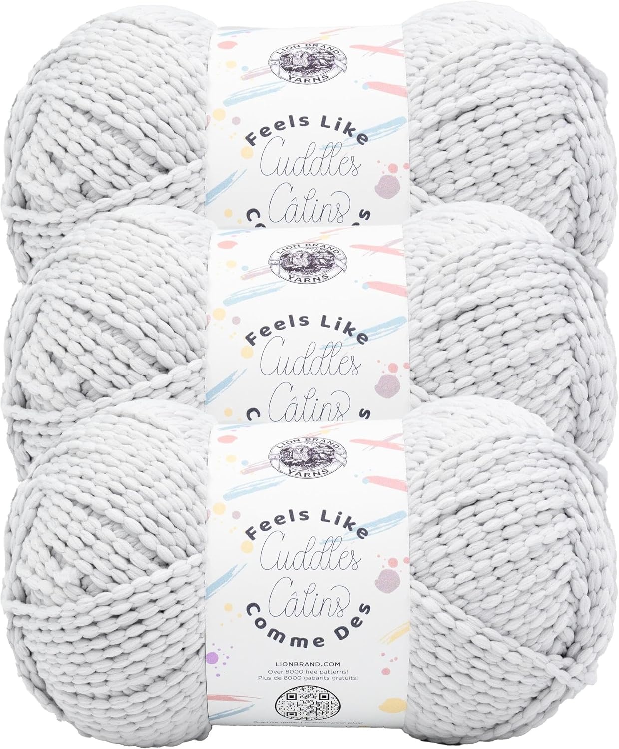 image:imageLion Brand Yarn Feels Like Cuddles Bulky Yarn for Knitting and Crochet Aquifer 1 PackSilver Cloud