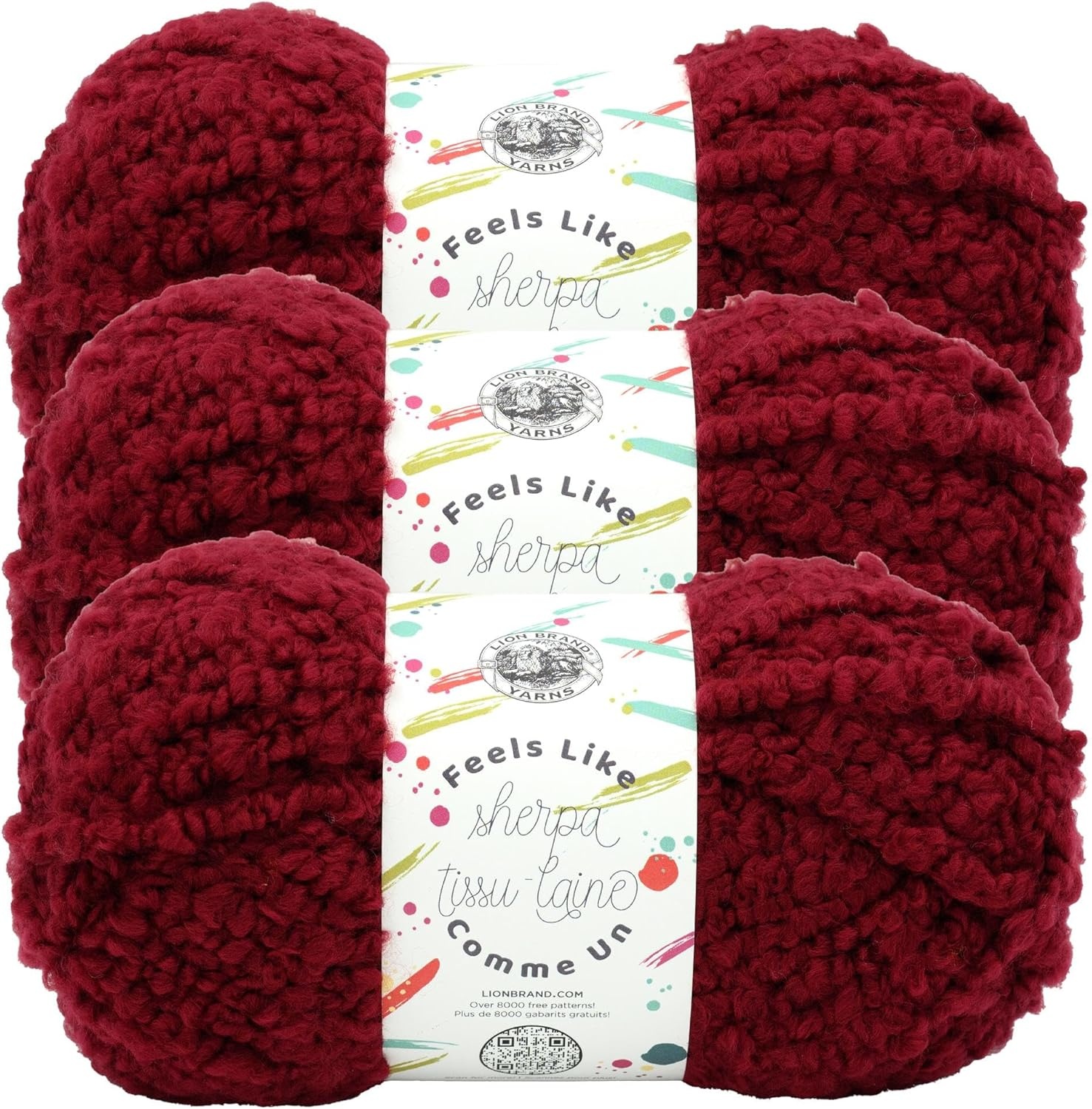 image:imageLion Brand Yarn Feels Like Sherpa Fleece Yarn for Knitting and Crochet Evergreen 1 PackBurgundy