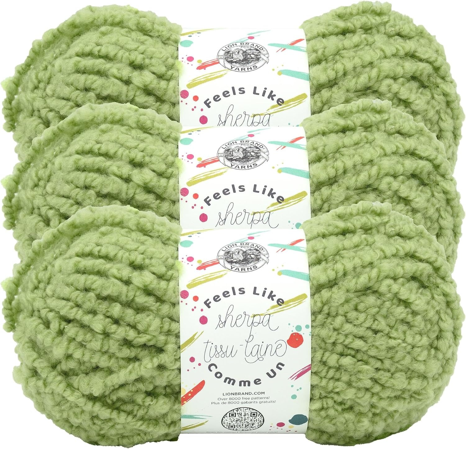 image:imageLion Brand Yarn Feels Like Sherpa Fleece Yarn for Knitting and Crochet Evergreen 1 PackGreen Tea