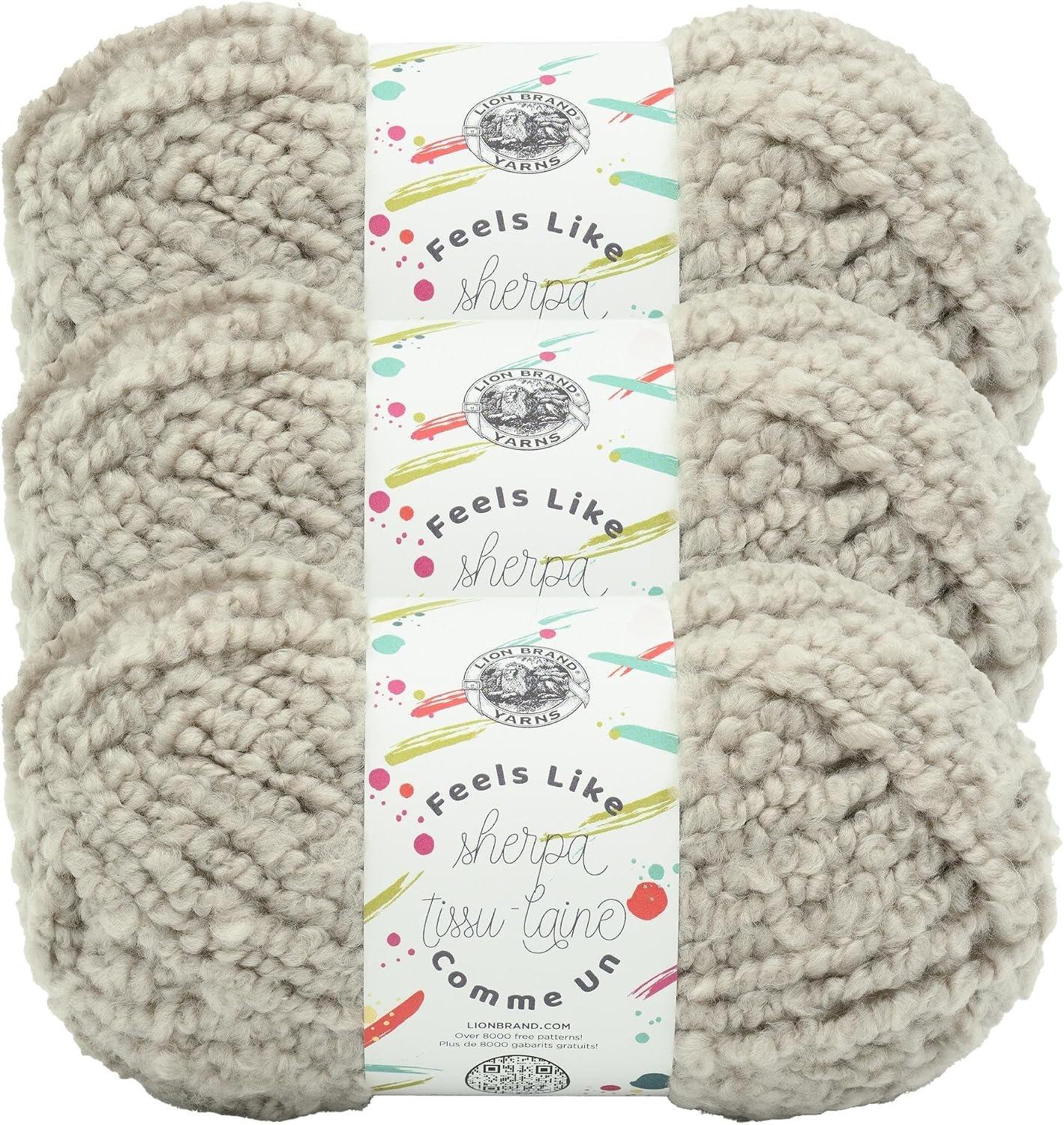 image:imageLion Brand Yarn Feels Like Sherpa Fleece Yarn for Knitting and Crochet Evergreen 1 PackHeather Grey