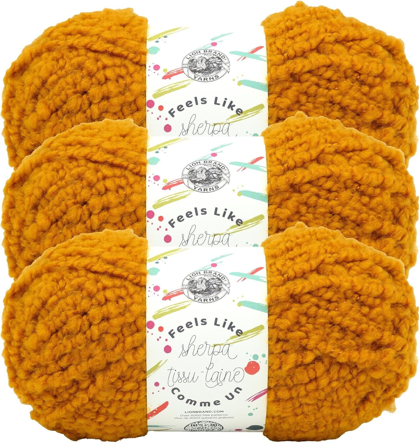 image:imageLion Brand Yarn Feels Like Sherpa Fleece Yarn for Knitting and Crochet Evergreen 1 PackHoney