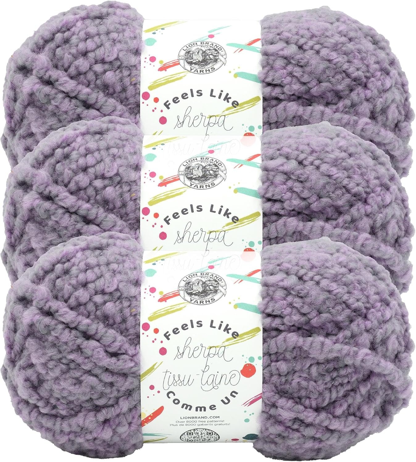 image:imageLion Brand Yarn Feels Like Sherpa Fleece Yarn for Knitting and Crochet Evergreen 1 PackLavender Mist