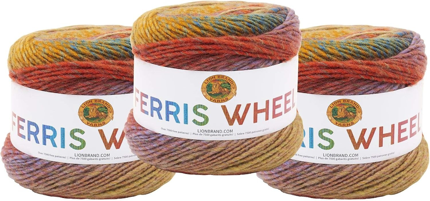 image:imageLion Brand Yarn Ferris Wheel Yarn Roving Multicolor Yarn for Knitting Crocheting and Crafts 3 Pack ButtercupButtercup