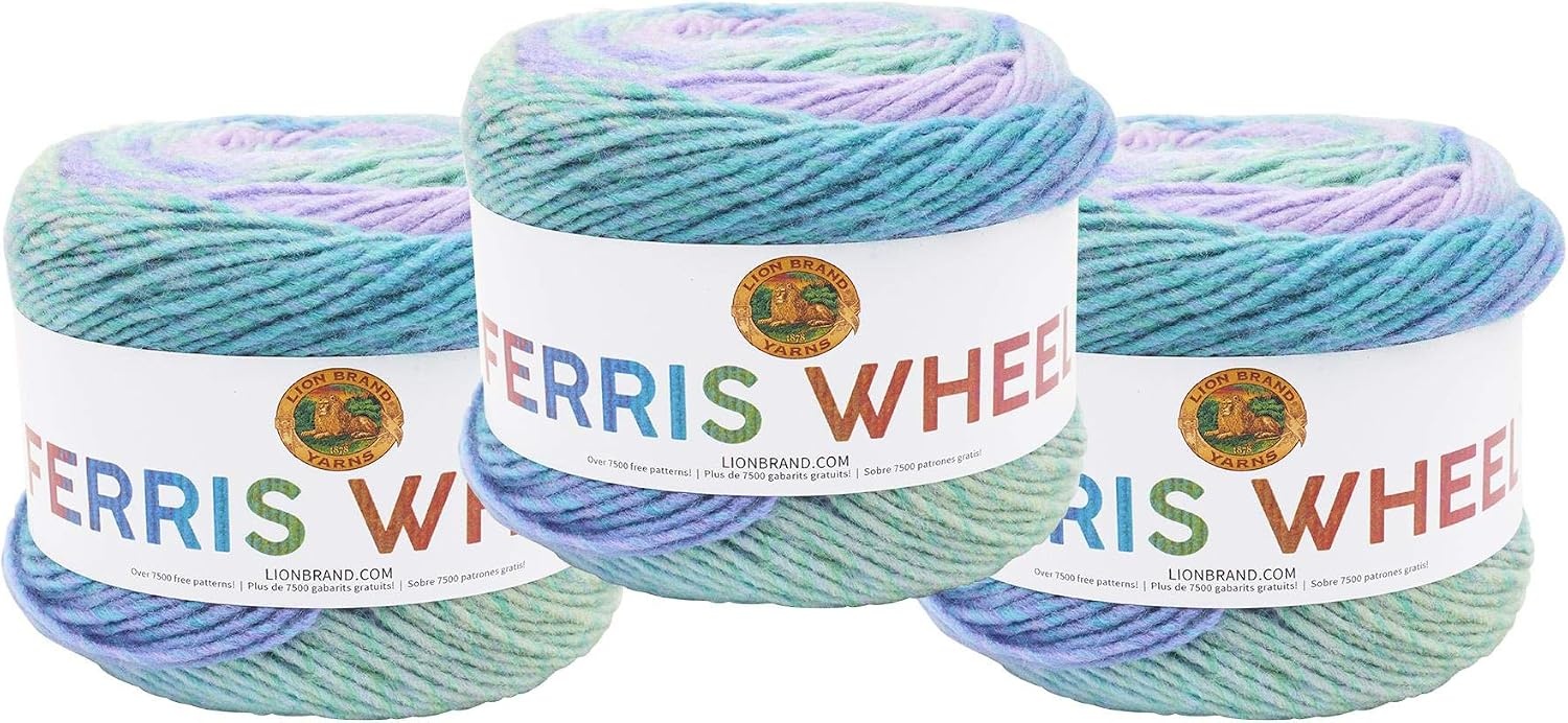 image:imageLion Brand Yarn Ferris Wheel Yarn Roving Multicolor Yarn for Knitting Crocheting and Crafts 3 Pack ButtercupCotton Candy